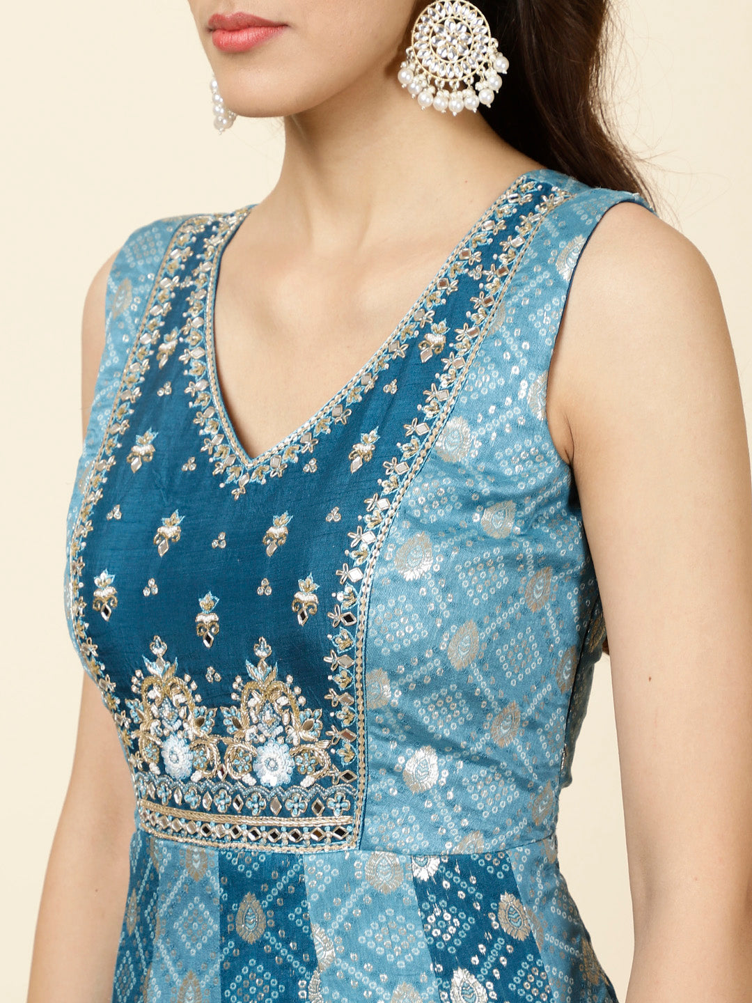 Zari Woven Chanderi Kurta With Dupatta