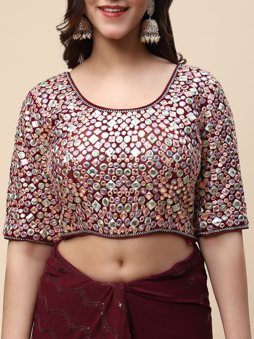 Sequin Embroidered Crepe Saree