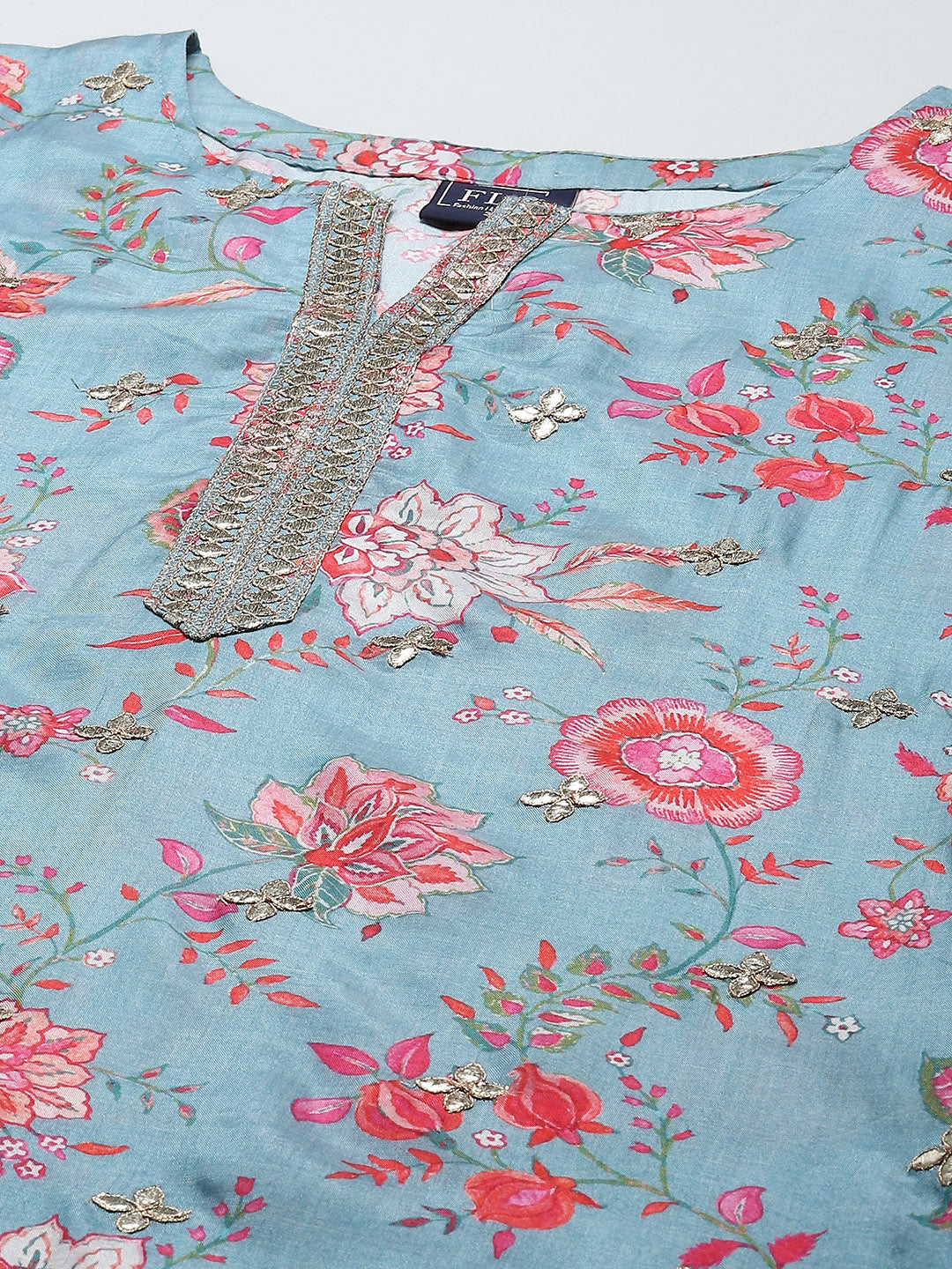 Gota Work Printed Muslin Kurta