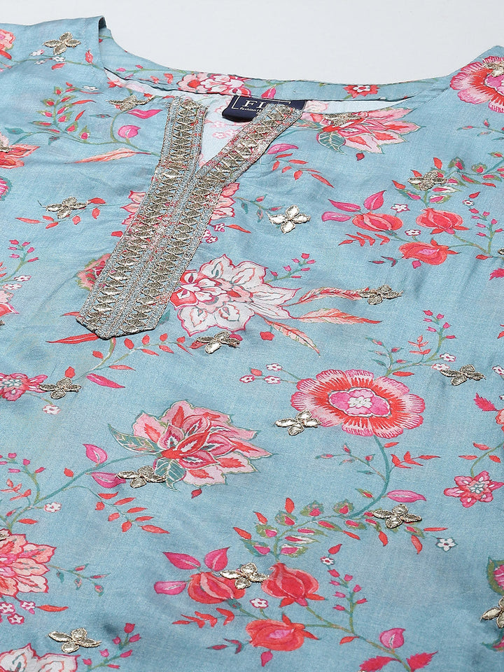 Gota Work Printed Muslin Kurta