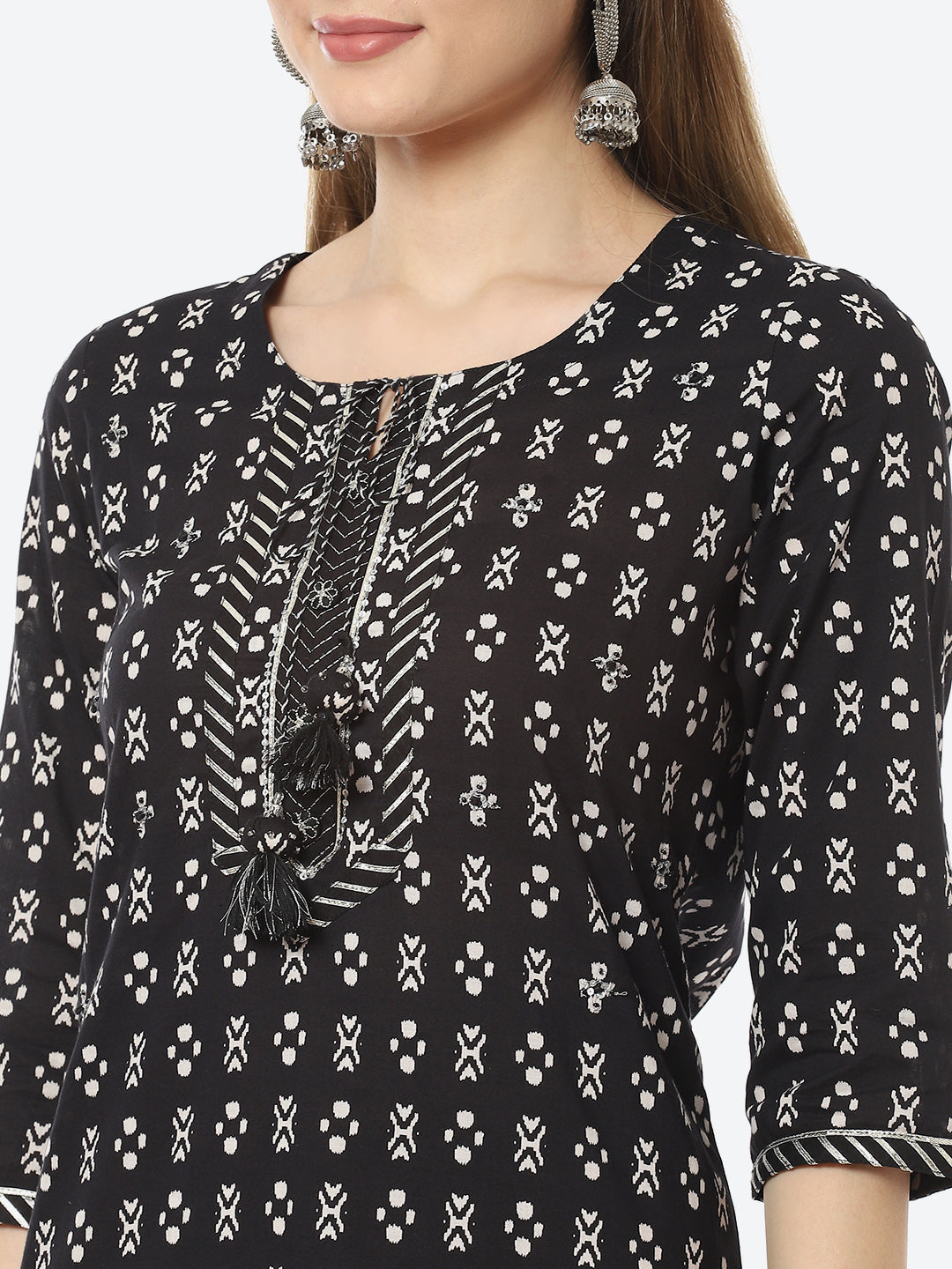 Printed Cotton Kurta With Pant &amp; Cotton Dupatta