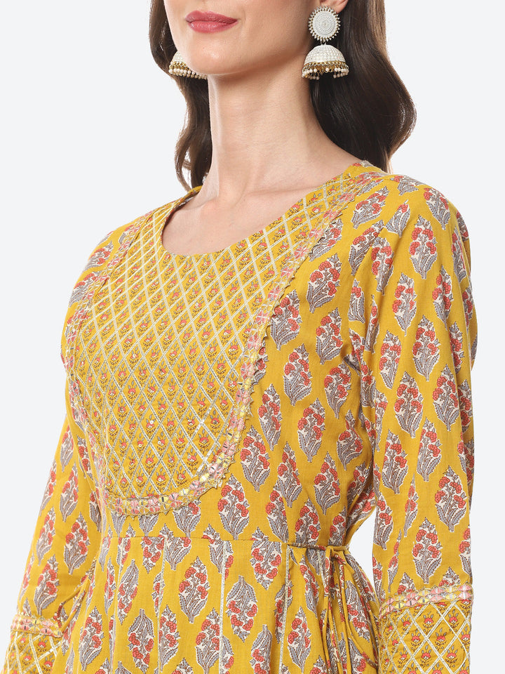 Gota Embroidered Printed Anarkali Kurta With Pant