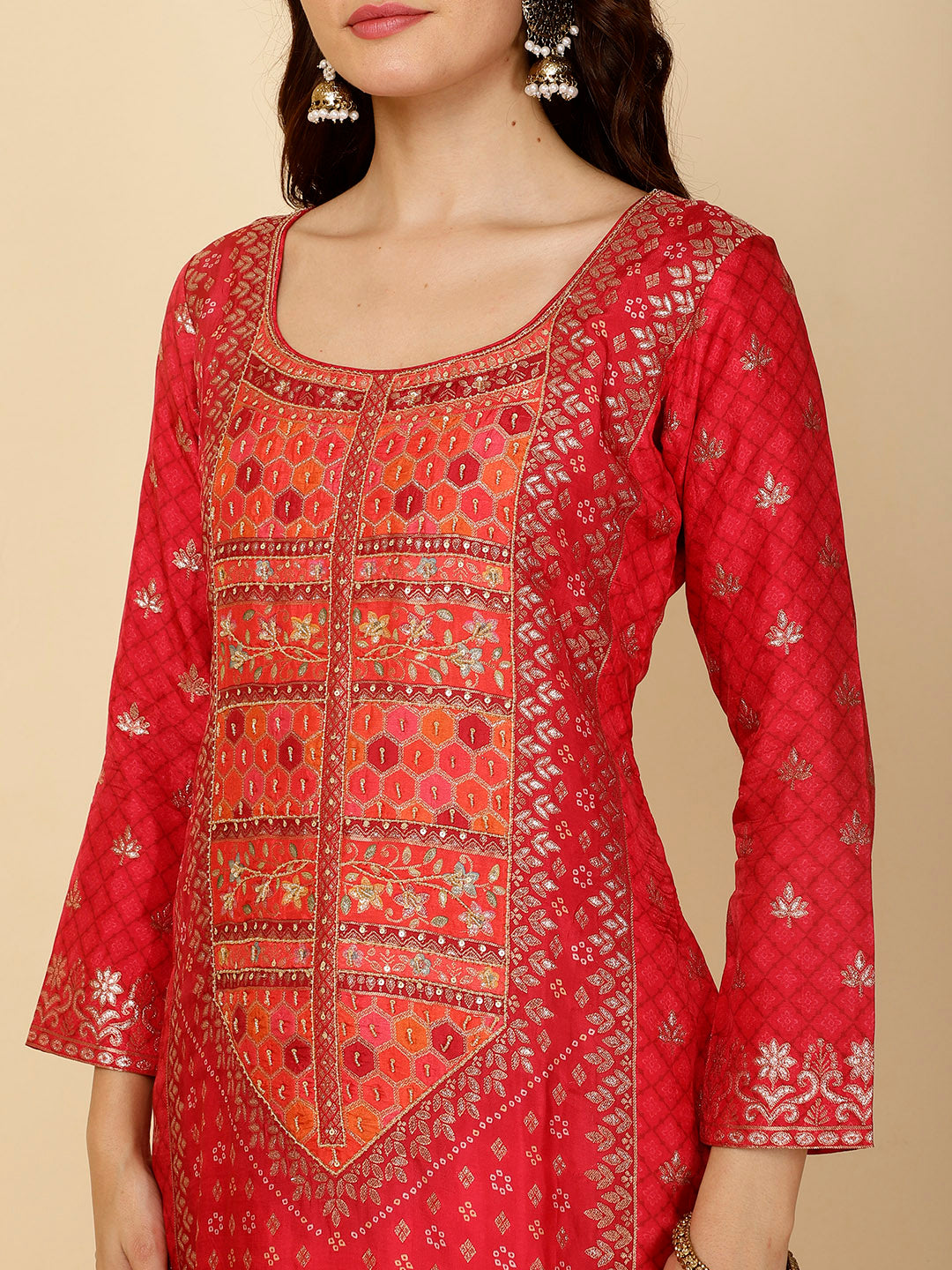 Ethnic Motifs Banarasi Kurta With Pants &amp; Dupatta