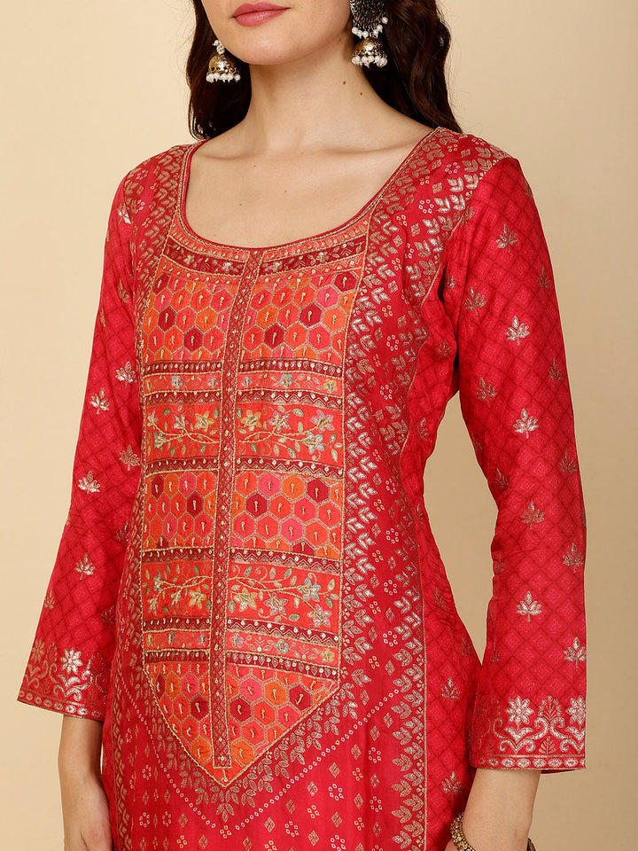 Ethnic Motifs Banarasi Kurta With Pants &amp; Dupatta