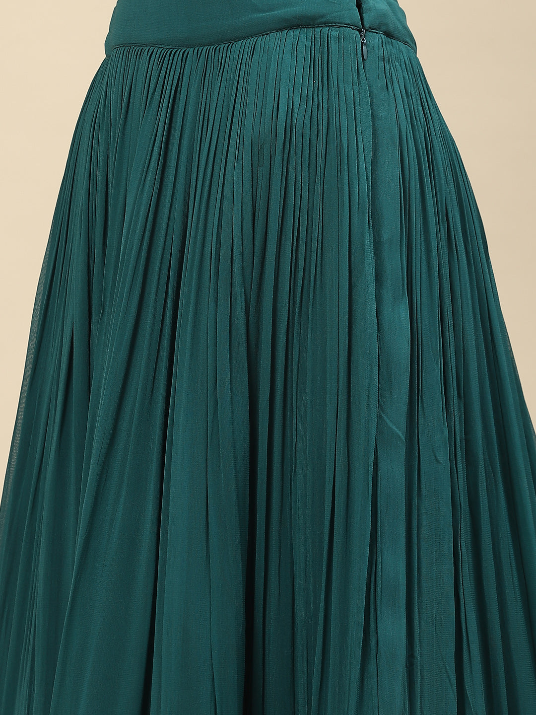 Resham Zari Embroidered Georgette Peplum Choli With Lehenga &amp; Dupatta
