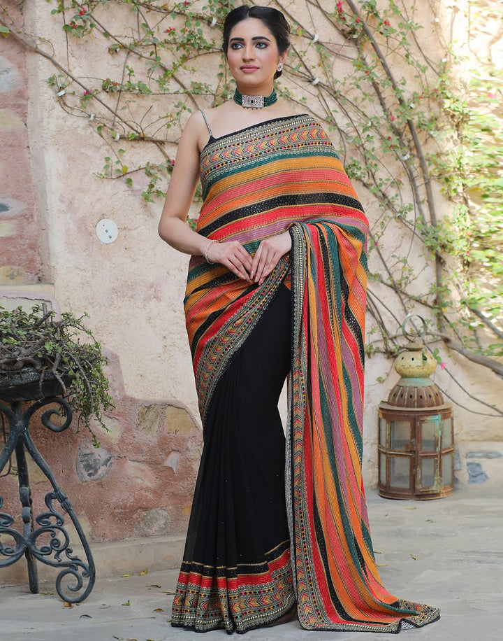 Pure Georgette Embroidered Saree