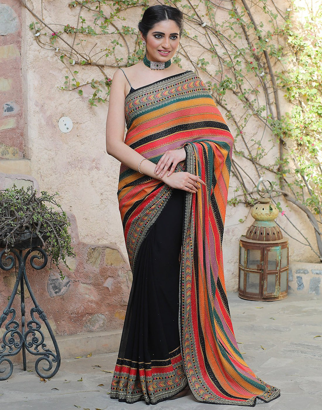 Pure Georgette Embroidered Saree