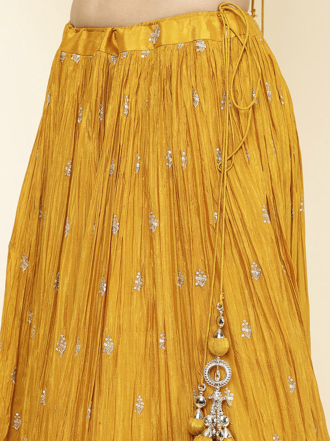 Sequin Embroidered Crepe Choli With Lehenga &amp; Dupatta