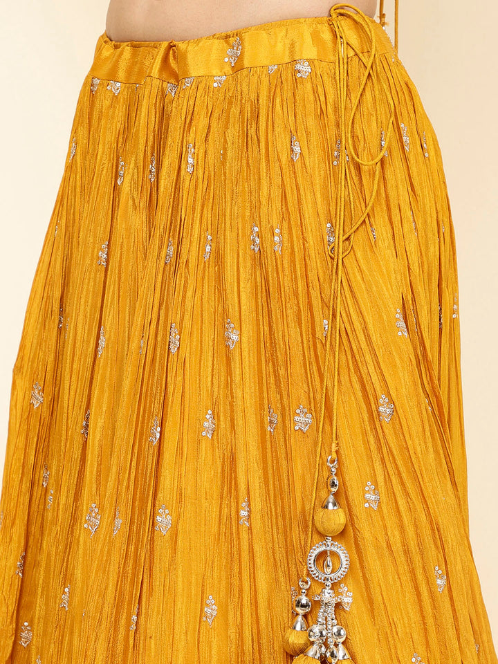 Sequin Embroidered Crepe Choli With Lehenga &amp; Dupatta