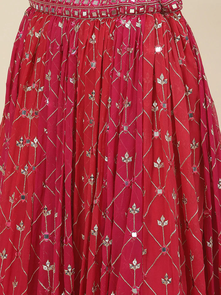 Resham Mirror Booti Georgette Choli With Lehenga &amp; Dupatta