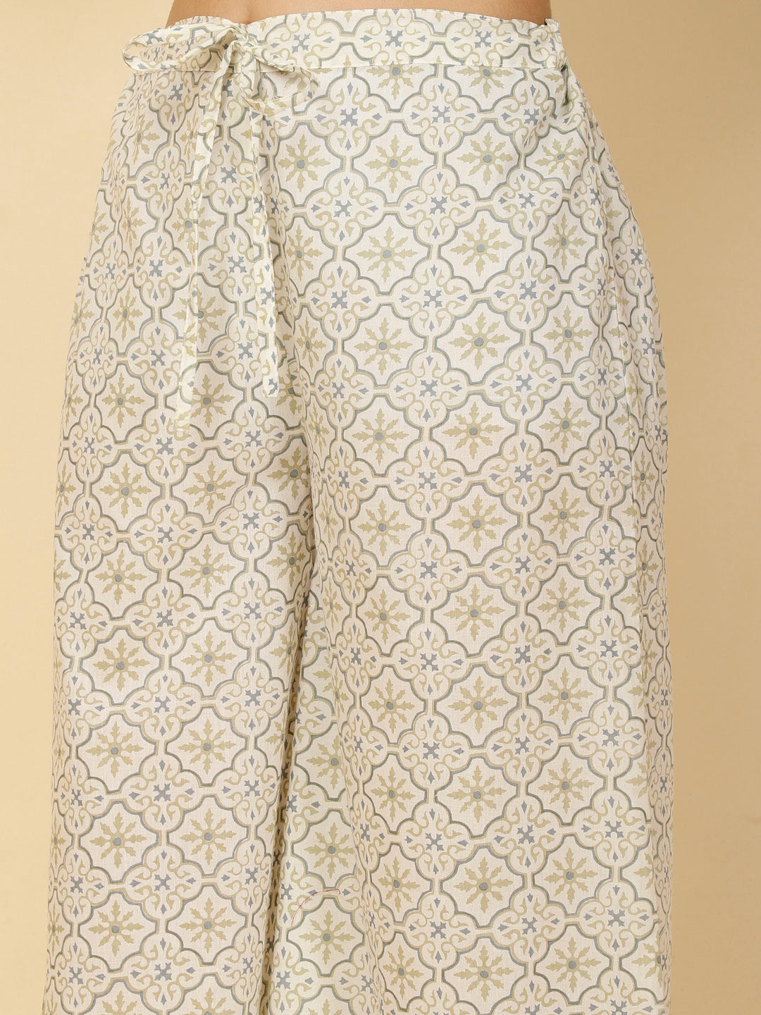Block Printed Cotton Kurta With Palazzo &amp; Dupatta