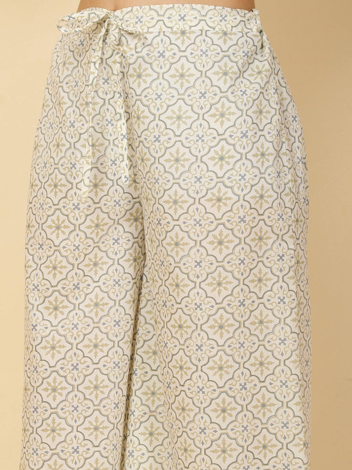 Block Printed Cotton Kurta With Palazzo &amp; Dupatta