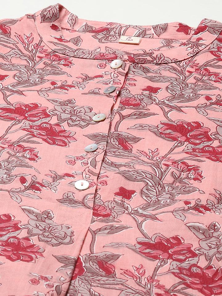 Floral Printed Cotton Kurta With Pants
