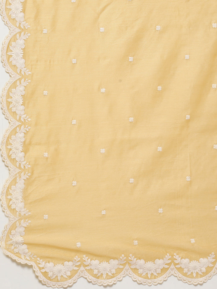 Resham Booti Cotton Kurta With Pant &amp; Dupatta