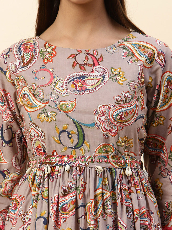 Floral Printed Cotton Anarkali Kurta