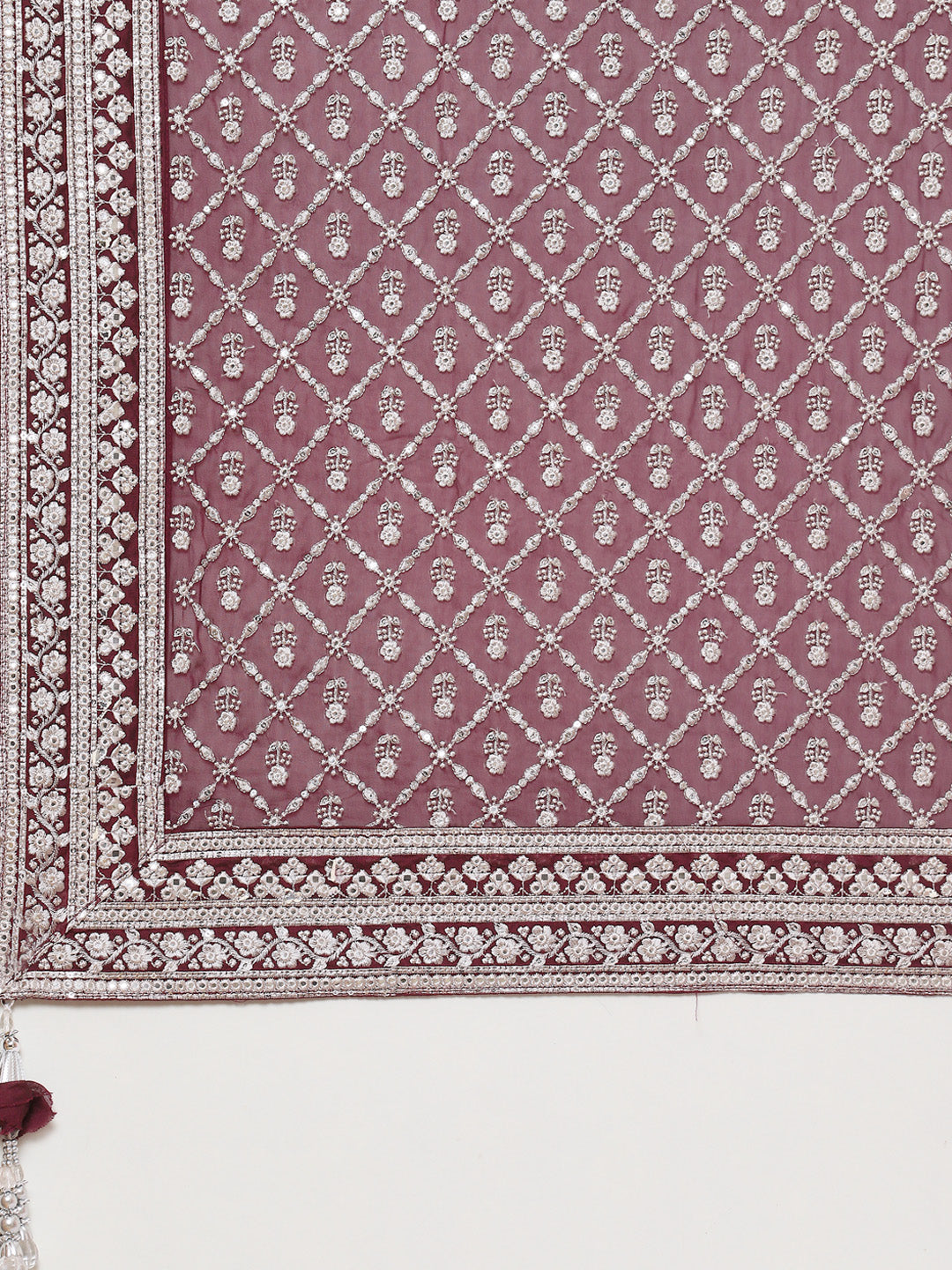 Resham Neck Ghera Chanderi kurta With Pant &amp; Dupatta