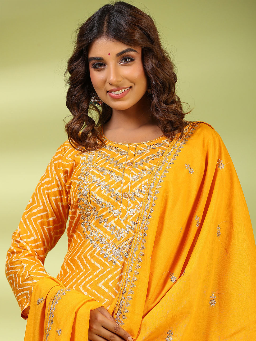 Printed Muslin Kurta With Pants &amp; Dupatta