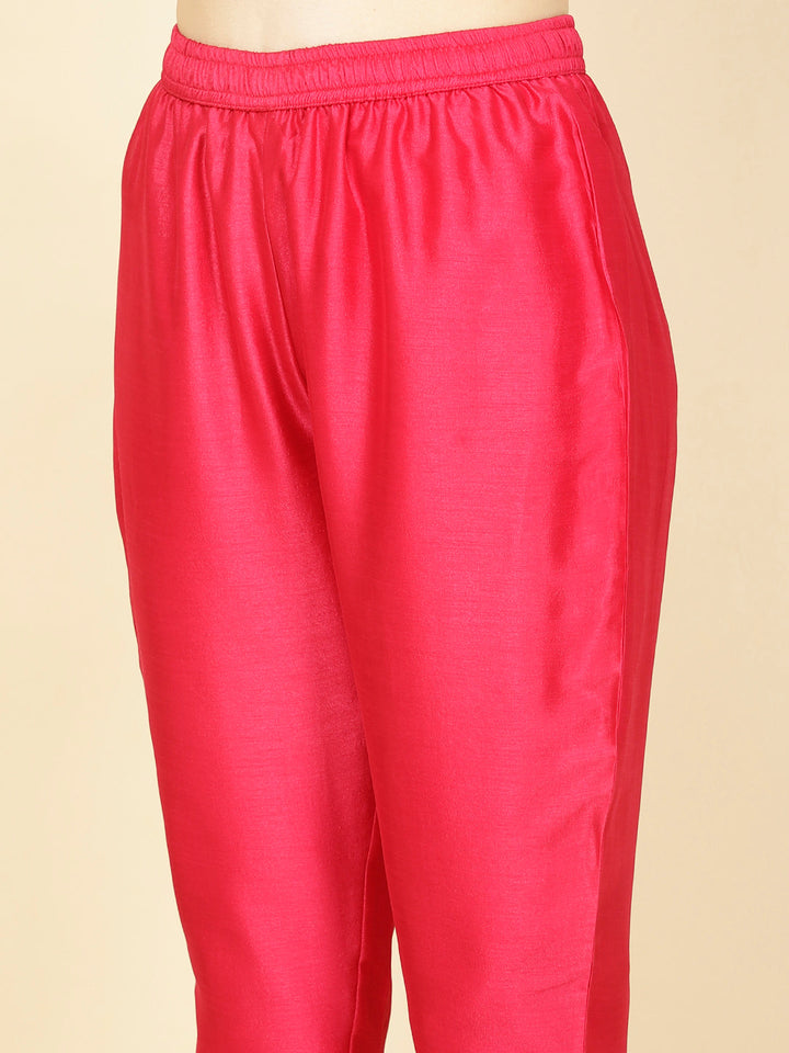 Neck Embroidery Handloom Kurta With Pants &amp; Dupatta