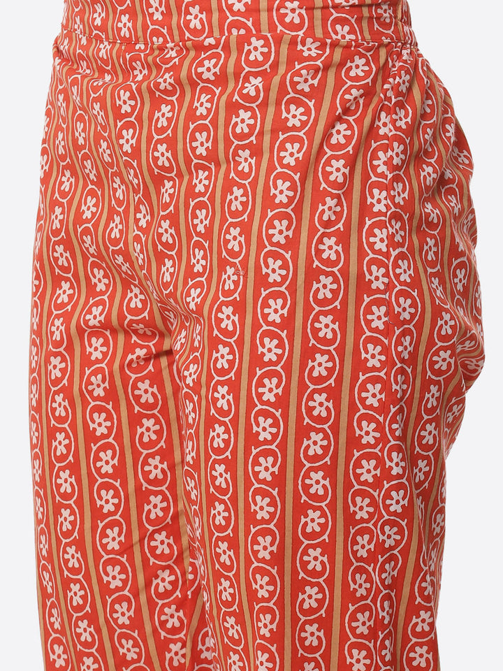 Printed Cotton Muslin Kurti With Printed Pant And Dupatta