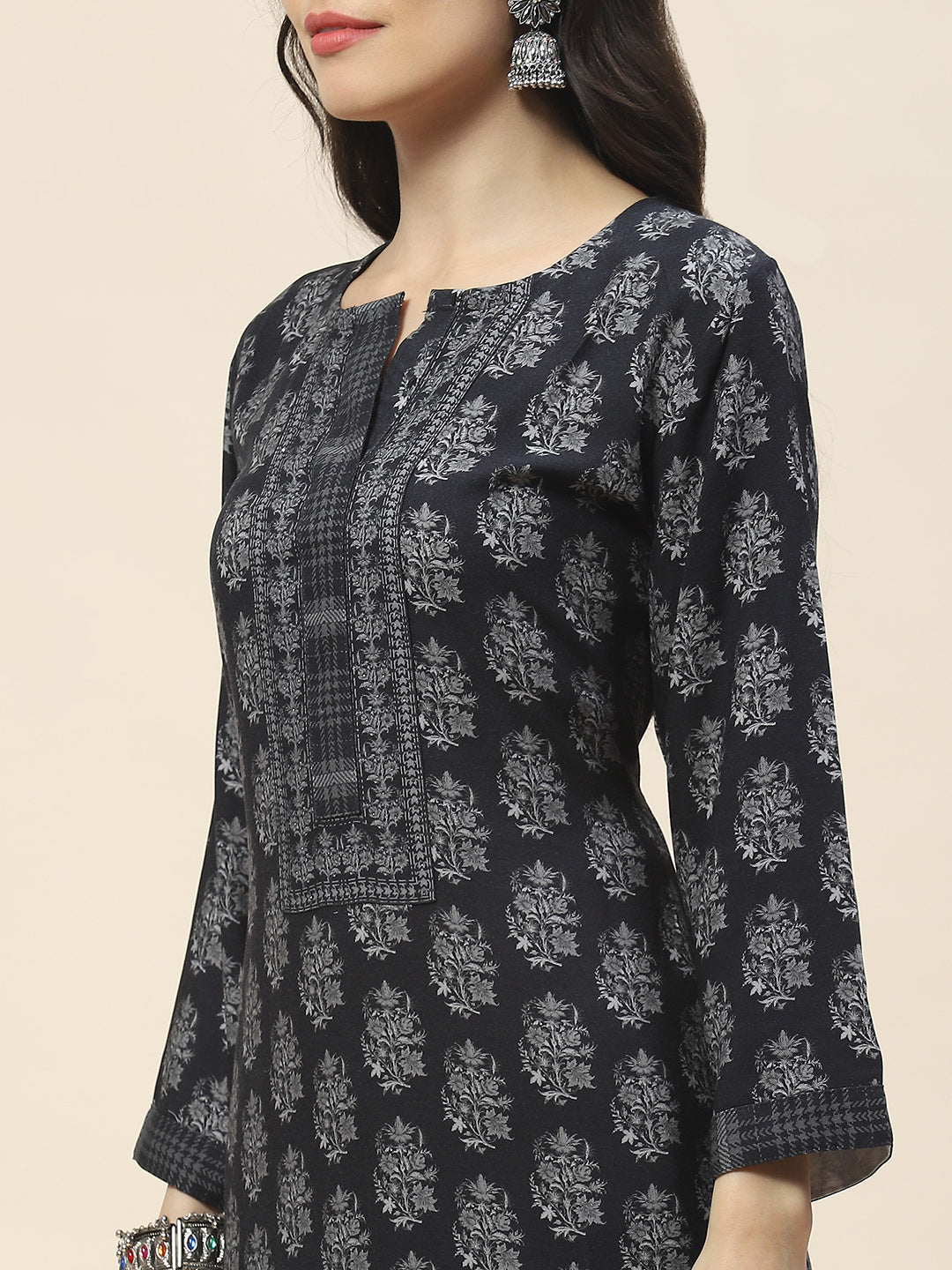 Printed Pashima Kurta With Pants
