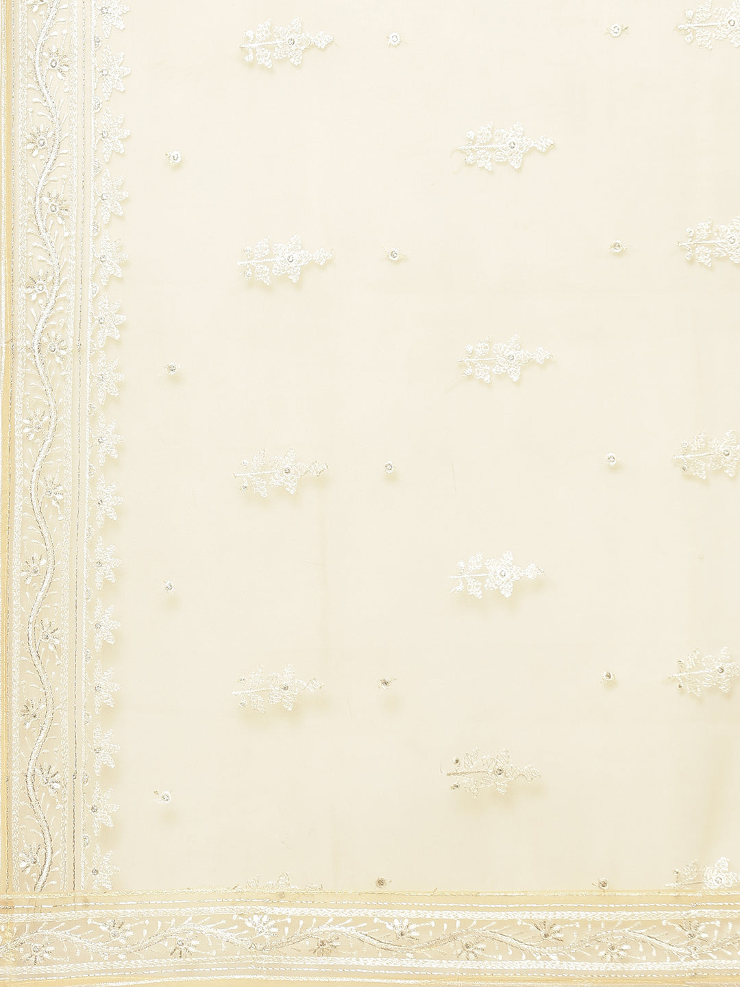 Resham Booti Organza Kurta With Pant &amp; Dupatta