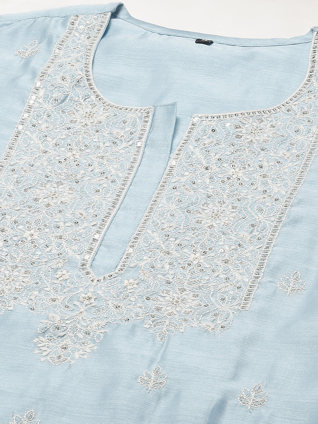 Embroidered Chanderi Kurta With Pants