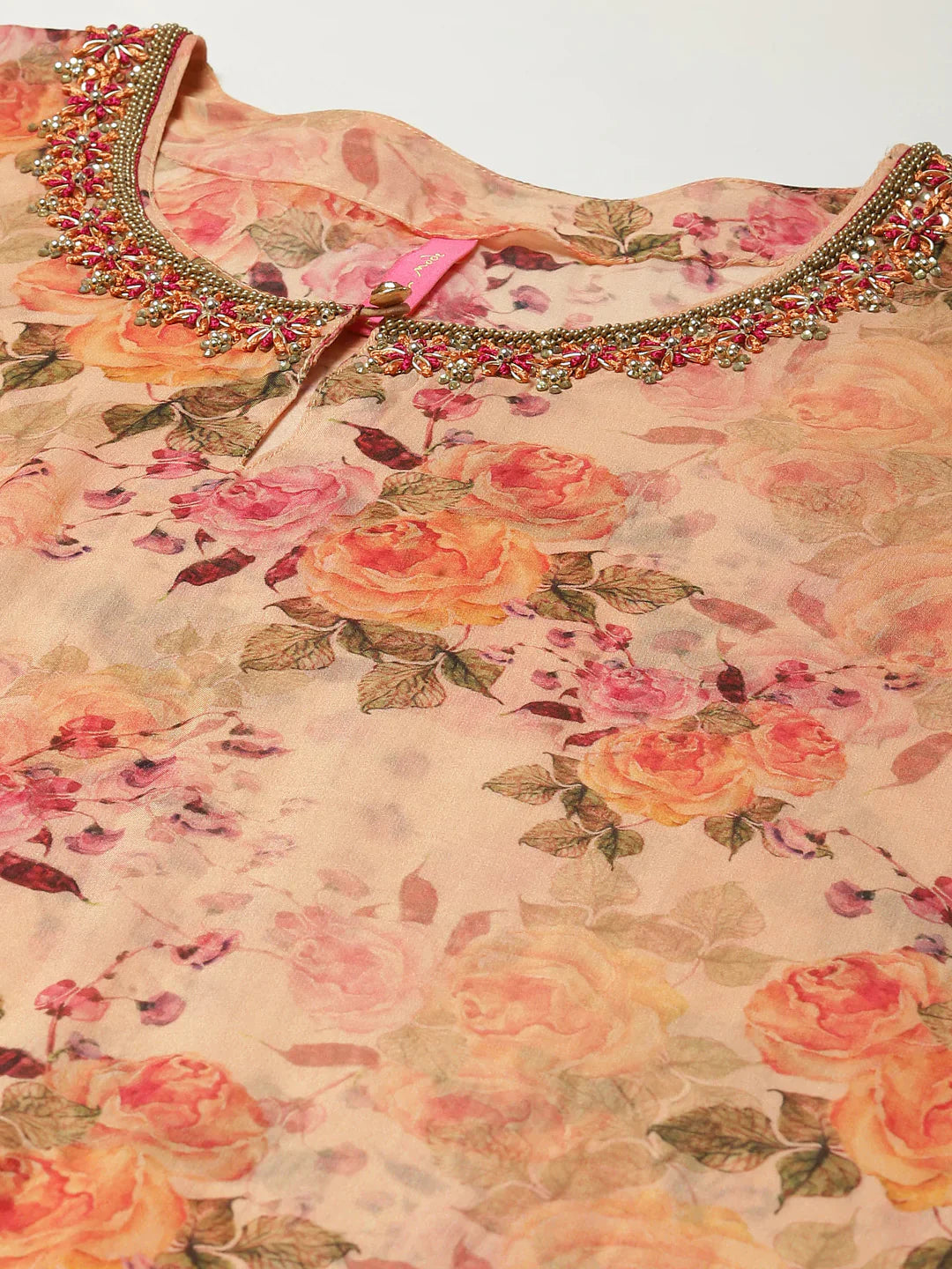 Floral Printed Organza Kurta With Palazzo &amp; Inner
