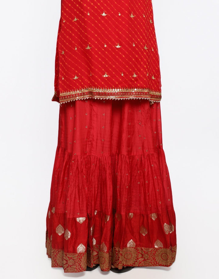 MBZ Meena Bazaar-Red Georgette Stitched Laacha