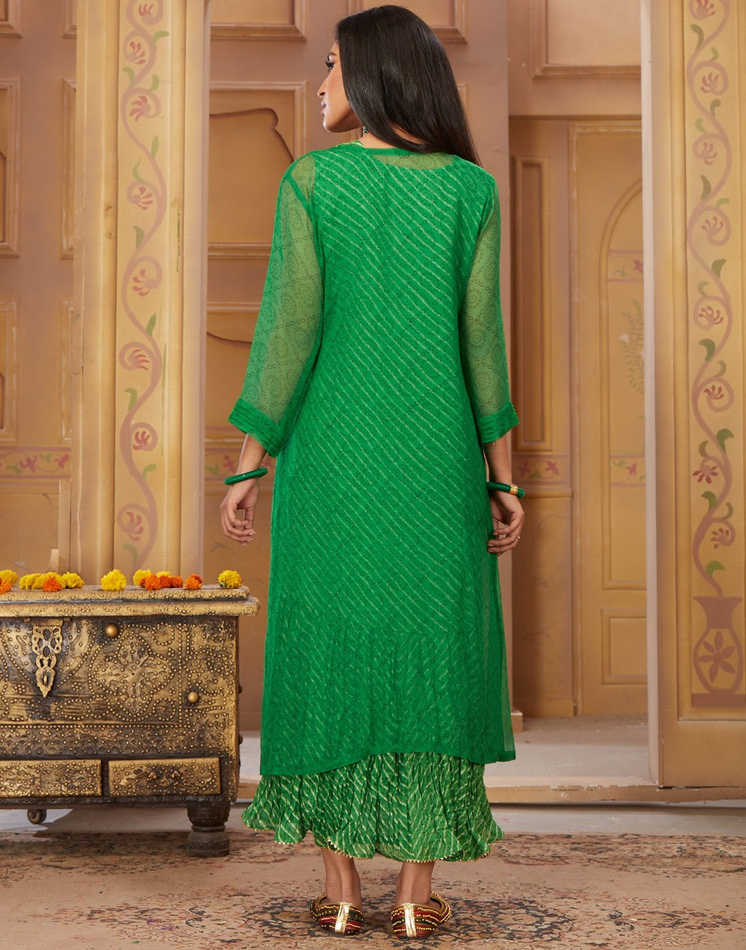 MBZ Meena Bazaar-Green Chiffon Kurti