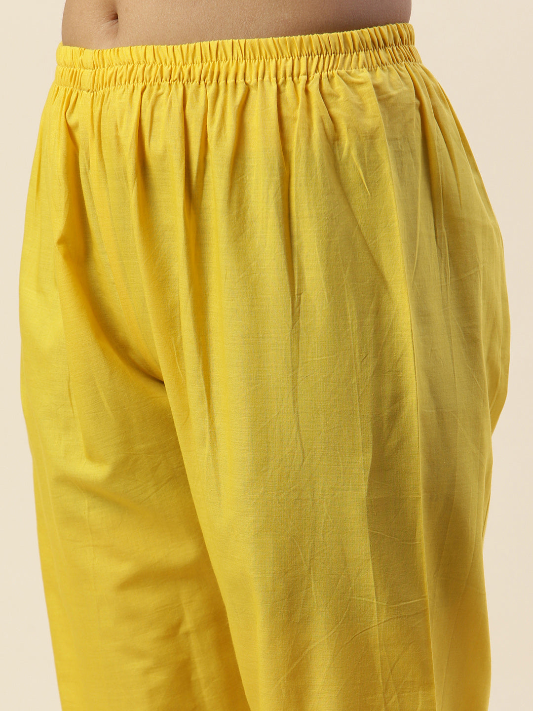 Printed &amp; Yoke Embroidered Chanderi Kurta With Pants