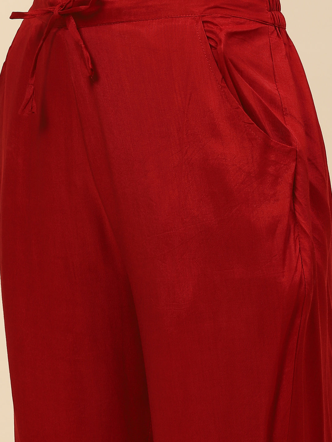 Neck Embroidered &amp; Lehriya Muslin Kurta With Pants