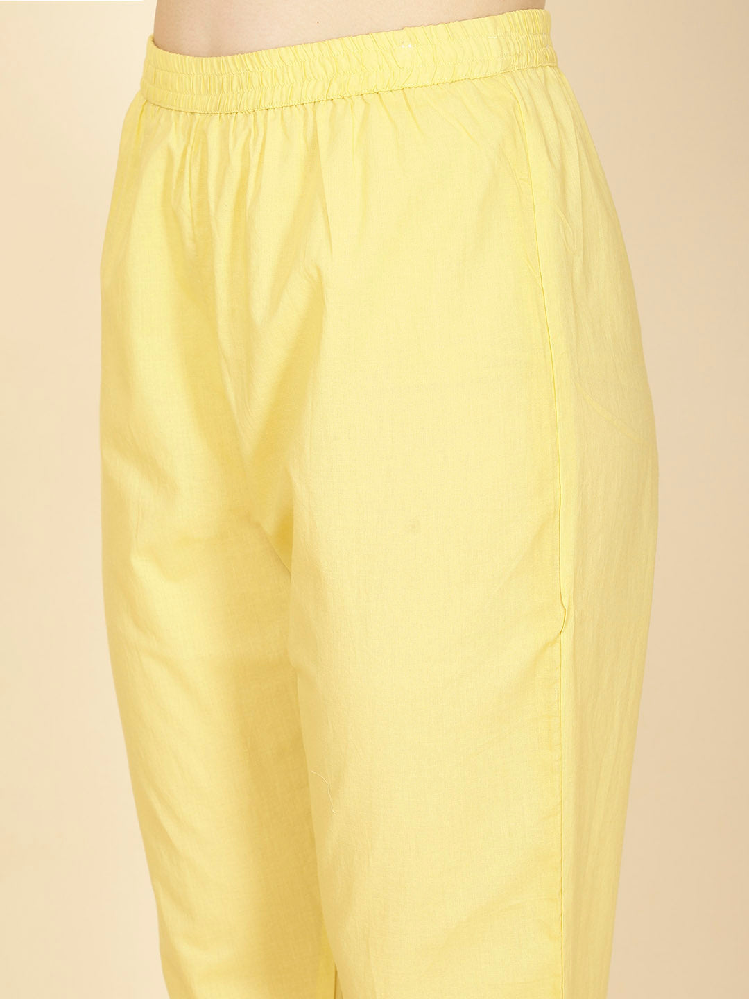 Thread Embroidery Cotton Kurta With Pants