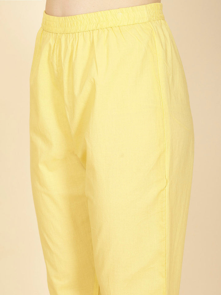 Thread Embroidery Cotton Kurta With Pants