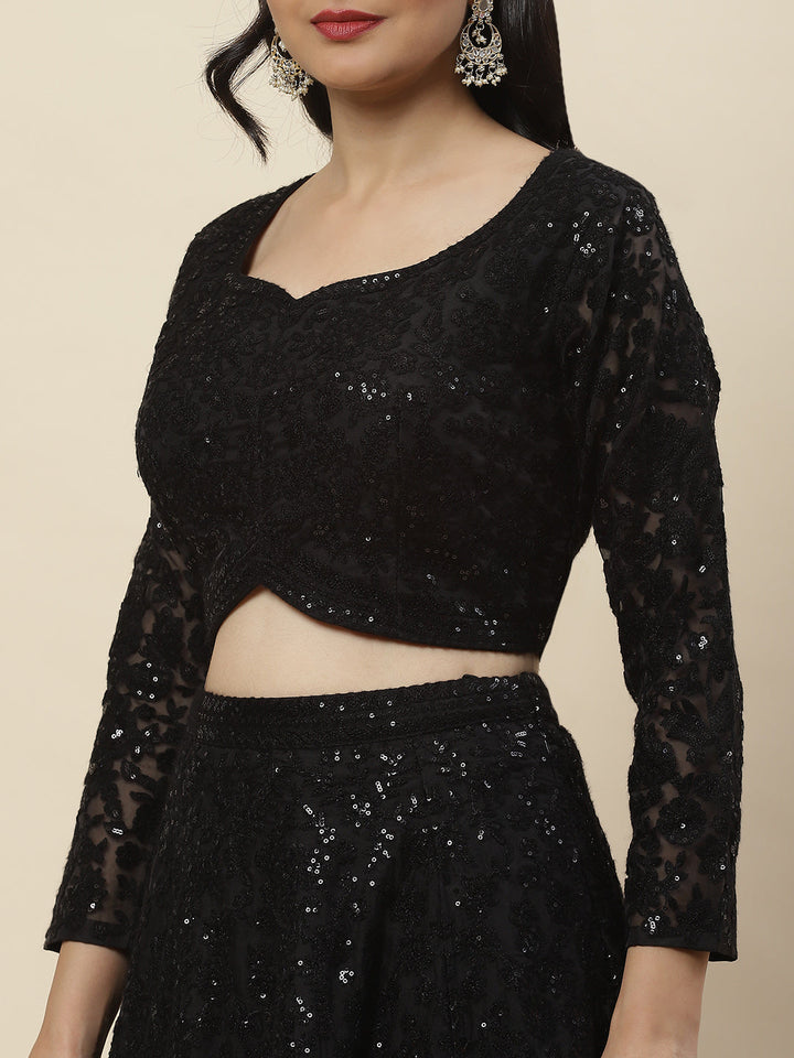 Sequence Work Georgette Choli With Lehenga &amp; Dupatta