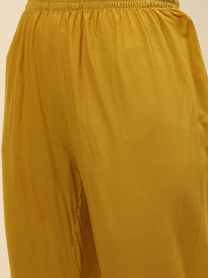 Mirror Embroidered &amp; Lehriya Chanderi Kurta With Pants
