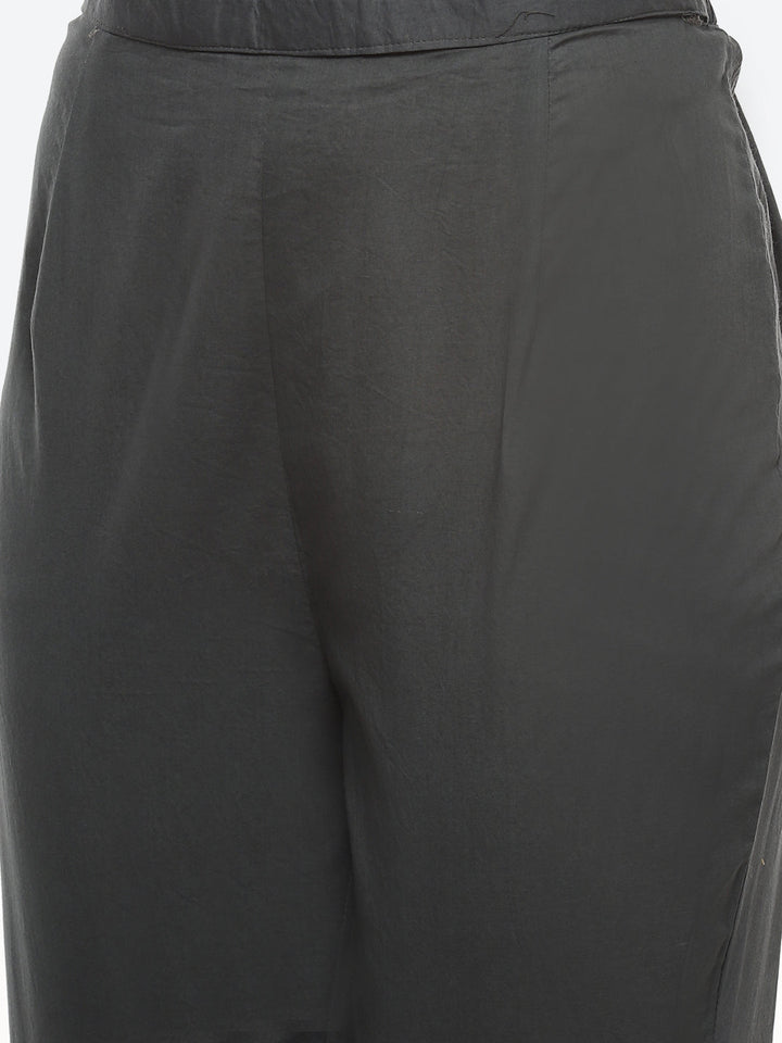 Sequin Yoke Printed Muslin Kurta With Pant