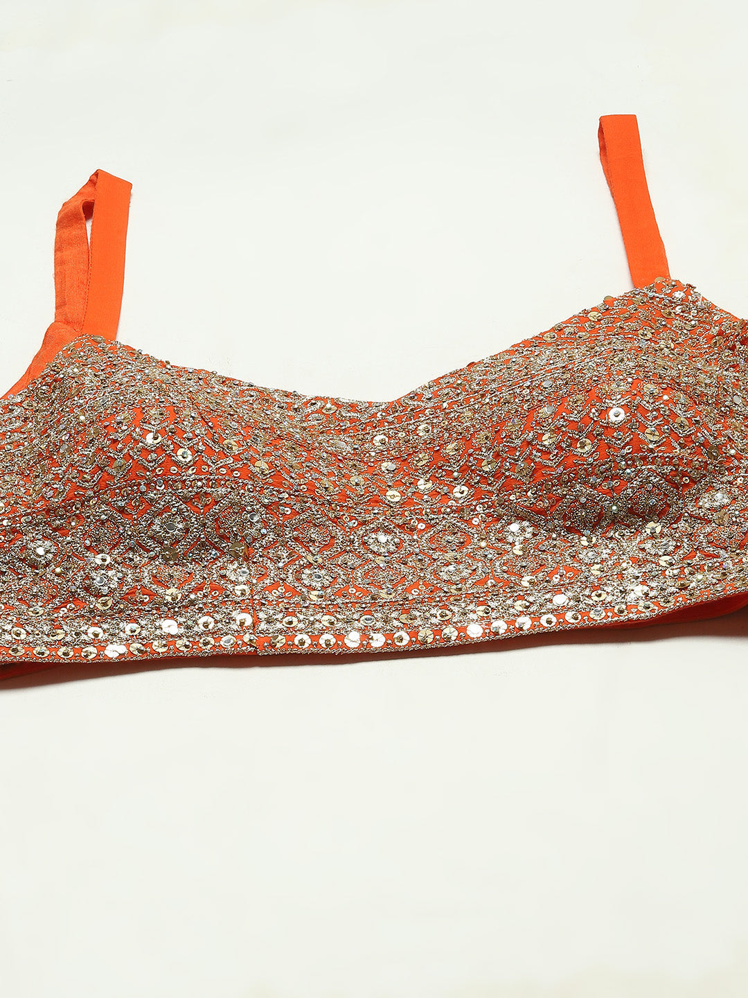 Zari Sequin Embroidered Georgette Crop Top With Palazzo &amp; Jacket