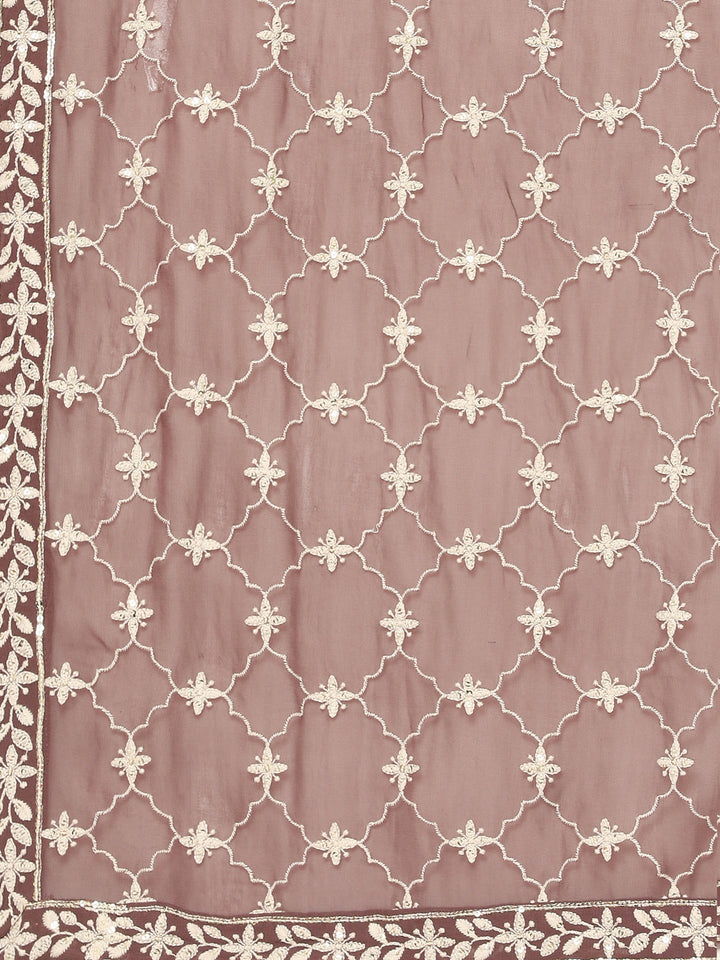 Resham Embroidered Georgette Kurta With Garara &amp; Dupatta