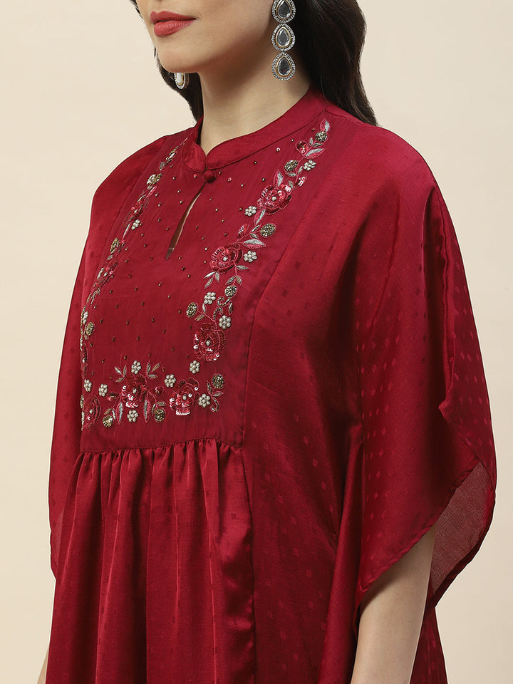 Yoke Embroidery Cotton Kaftan Kurta