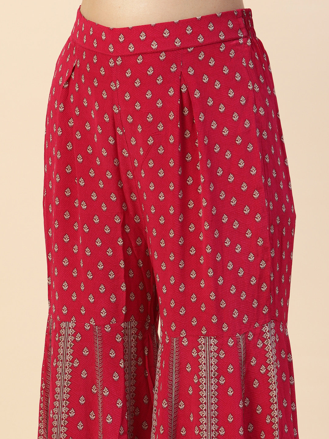 Digital Printed Crepe Kurti With Sharara &amp; Dupatta