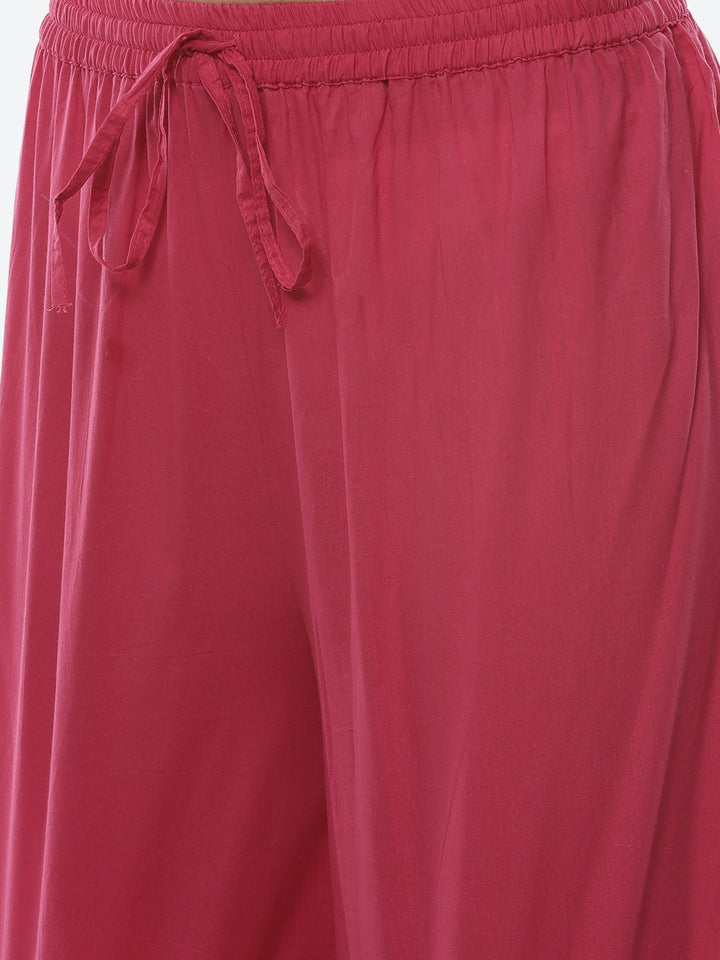 Zari Work Embroidered Chanderi Kurti With Palazzo
