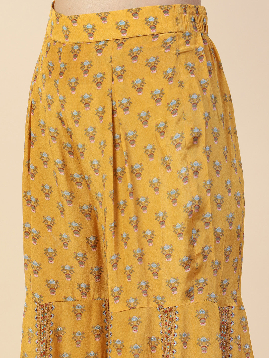 Digital Printed Crepe Kurta With Sharara &amp; Dupatta