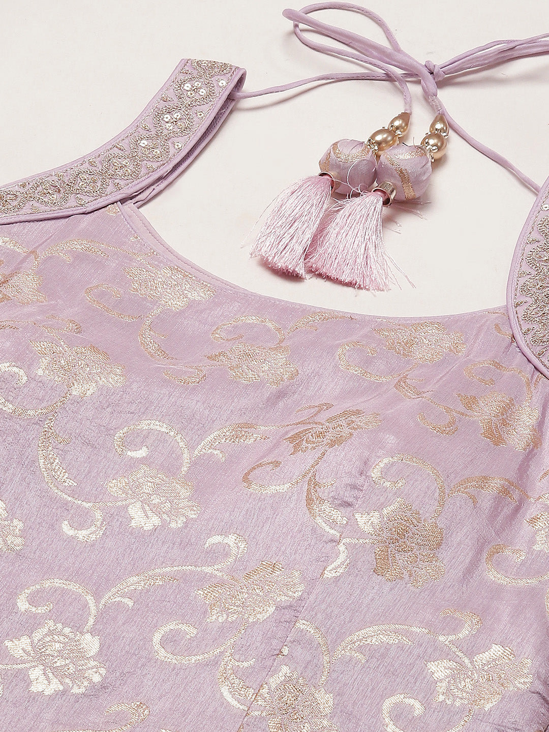 Floral Woven Georgette Kurta With Sharara &amp; Dupatta
