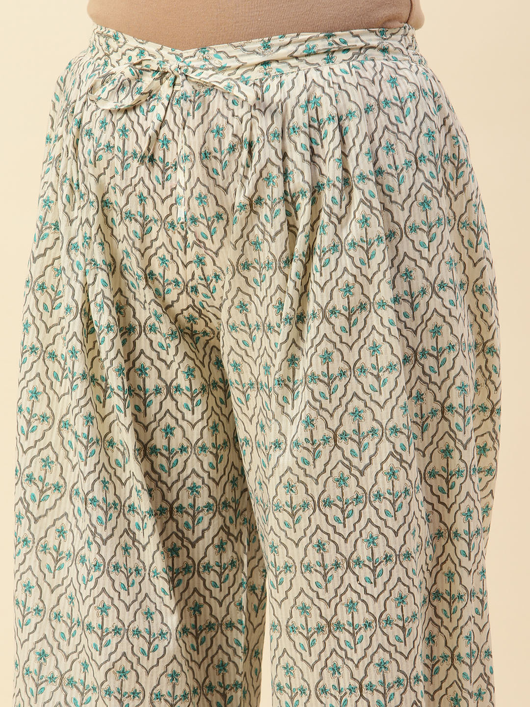 Printed Cotton Kurta With Pants &amp; Dupatta