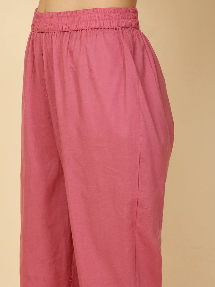 Floral Block Printed Anarkali Kurta With Pants &amp; Dupatta