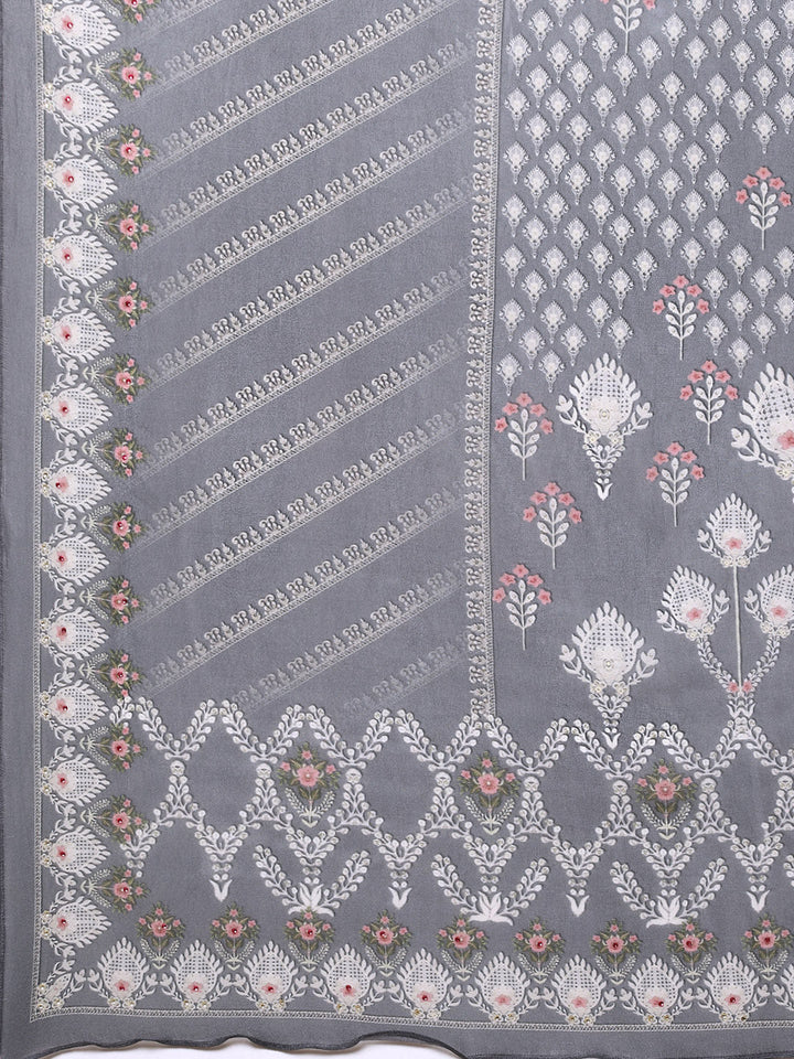 Digital Printed Crepe Kurta With Palazzo &amp; Georgette Dupatta