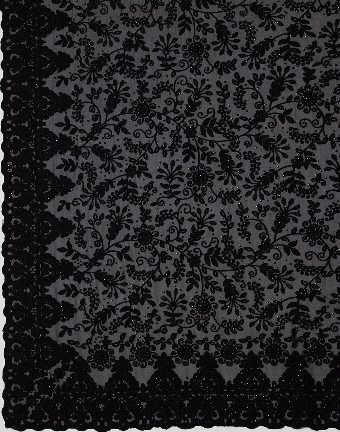 MBZ Meena Bazaar-Black Art Georgette Saree