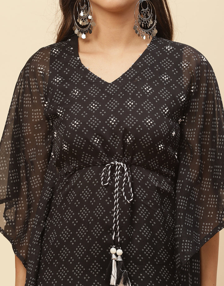 Printed Organza Kaftan Kurti With Pant
