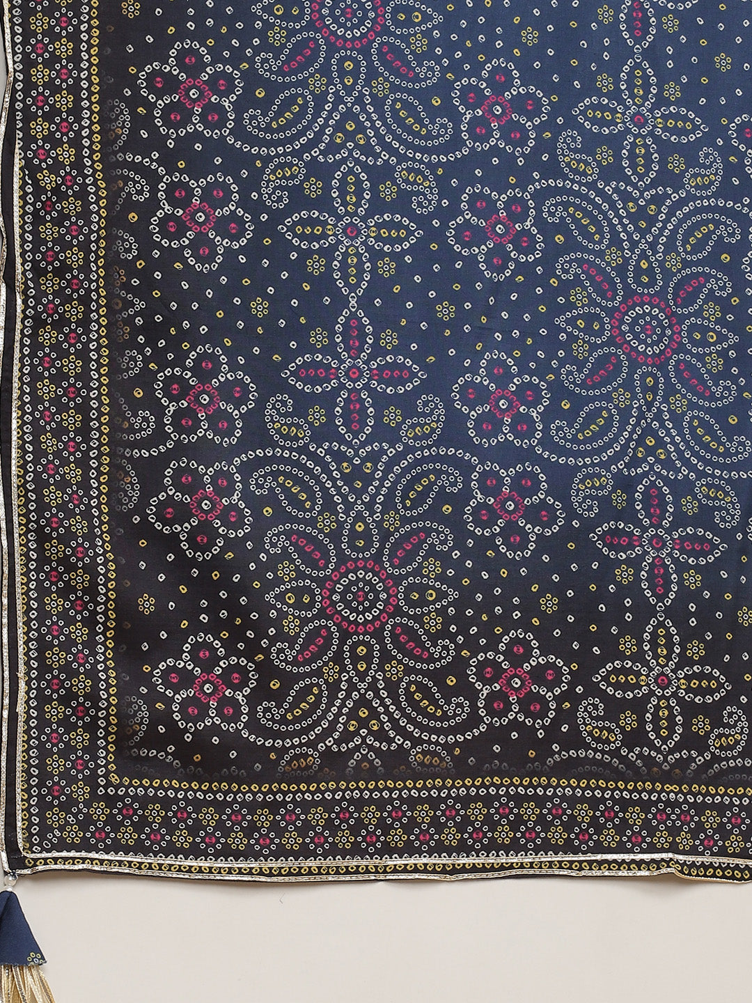 Bandhani Printed Muslin Kurta With Sharara &amp; Dupatta