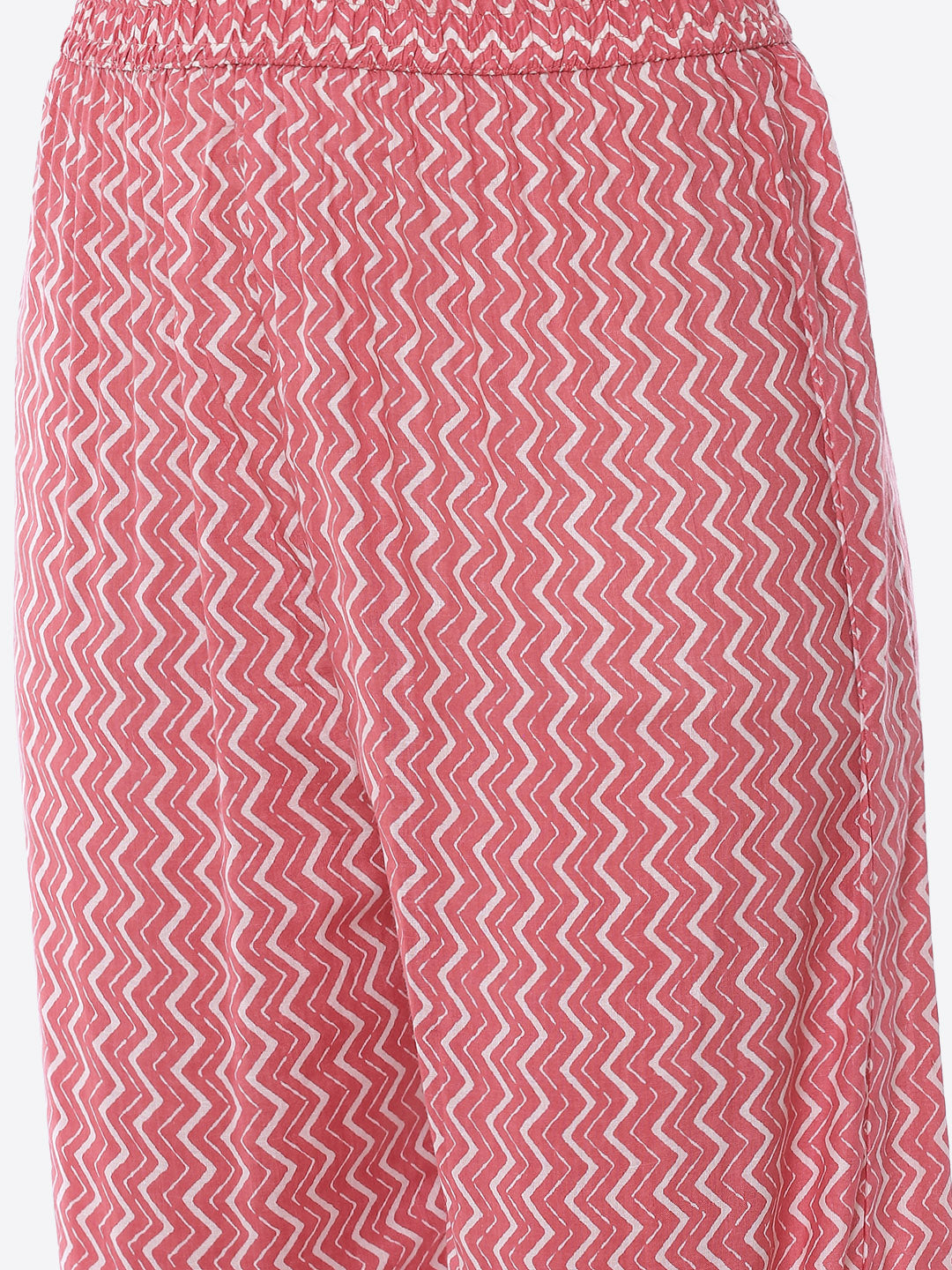 Neck Embroidered Printed Cotton Kurta With Palazzo